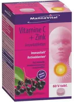 De Online Drogist Mannavital vitamine c + zink kauwtabletten aanbieding