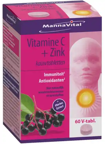 De Online Drogist Mannavital vitamine c + zink kauwtabletten aanbieding