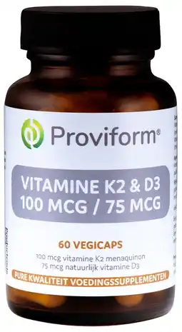De Online Drogist Proviform vitamine k2 100 mcg & d3 75 mcg capsules aanbieding
