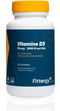 De Online Drogist Fittergy vitamine d3 75mcg met zink aanbieding