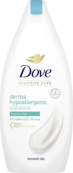 De Online Drogist Dove sensitive care derma hypoallergenic showergel aanbieding