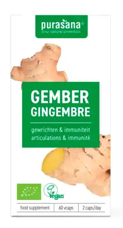 De Online Drogist Purasana biologische gember capsules aanbieding