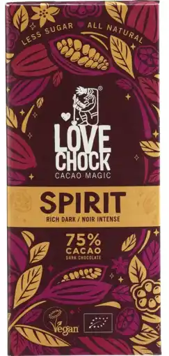 De Online Drogist Lovechock spirit vegan pure chocolade | 75% cacao aanbieding