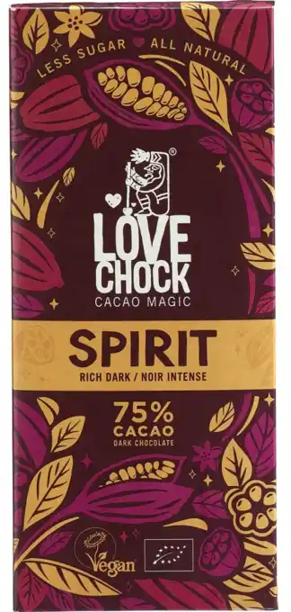 De Online Drogist Lovechock spirit vegan pure chocolade | 75% cacao aanbieding