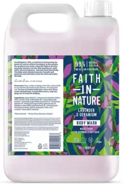 De Online Drogist Faith in nature lavender & geranium bodywash navulverpakking aanbieding