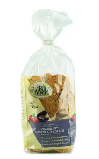 De Online Drogist Billy&aposs farm biologische cranberry chocolade koekjes aanbieding
