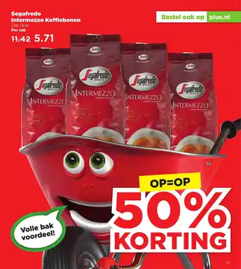 PLUS Segafredo Intermezzo Koffiebonen 50% Korting aanbieding