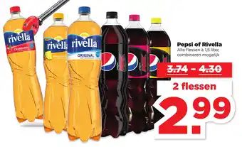 PLUS Pepsi of rivella 1,5 liter aanbieding