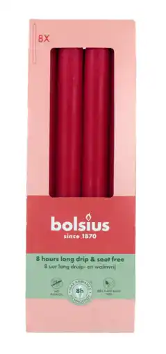 De Online Drogist Bolsius dinerkaarsen delicate red 230/20 aanbieding