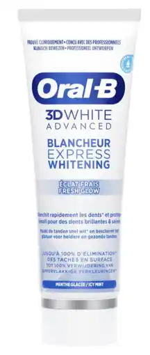 De Online Drogist Oral-b 3d white advanced express whitening fresh glow tandpasta aanbieding