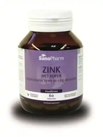 De Online Drogist Sanopharm zink met koper 15mg/1mg tabletten aanbieding