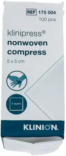 De Online Drogist Klinion kompres non woven 5x5cm aanbieding