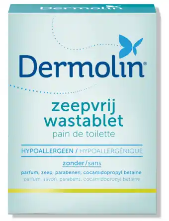 De Online Drogist Dermolin wastablet zeepvrij 100gr aanbieding