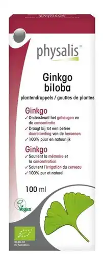 De Online Drogist Physalis ginkgo biloba plantendruppels bio aanbieding