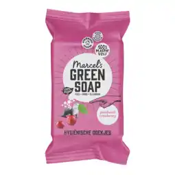 De Online Drogist Marcels green soap hygiënische schoonmaak doekjes patchouli & cranberry aanbieding