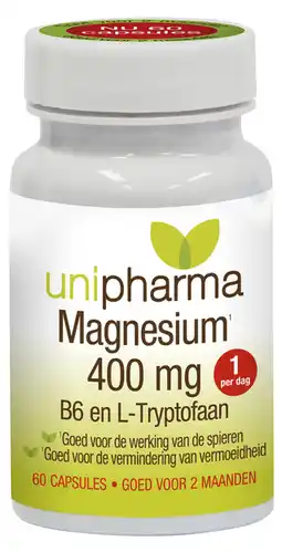 De Online Drogist Unipharma magnesium 400 mg capsules aanbieding