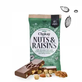 De Online Drogist Chokay melkchocolade nuts & raisins aanbieding