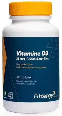De Online Drogist Fittergy vitamine d3 25mcg met zink aanbieding