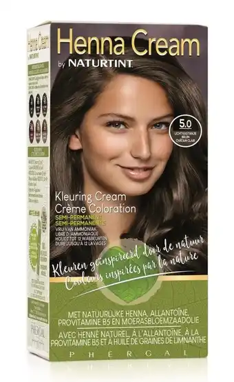 De Online Drogist Naturtint henna cream 5.0 licht kastanjebruin semi-permanente kleuring aanbieding