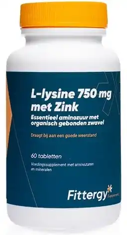 De Online Drogist Fittergy l-lysine 750mg met zink aanbieding