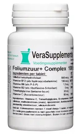 De Online Drogist Verasupplements foliumzuur+ complex tabletten aanbieding