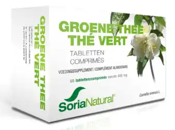 De Online Drogist Soria natural groene thee 600mg tabletten 60st aanbieding