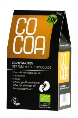 De Online Drogist Cocoa cashewnoten met pure koffie chocolade raw aanbieding
