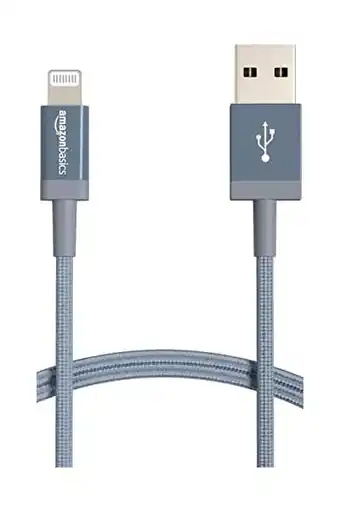 Amazon Amazon basics usb-a naar lightning-oplaadkabel, nylon gevlochten snoer, mfi-gecertificeerde oplader voor apple iphone 14, 13, aanbieding