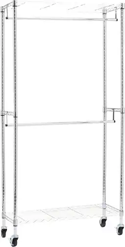 Amazon Amazon basics verstelbaar, dubbele hangstang voor kleding, organizerrek voor rolkast, chroom, 183 cm aanbieding