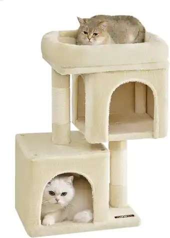 Amazon Feandrea krabpaal klein 67cm krabpaal kattenhuis voor kittens tot 3kg groot platform sisalpalen beige pct611m01 aanbieding