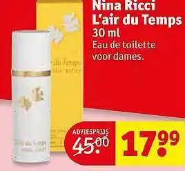 Kruidvat Nina Ricci L'air du Temps 30ml aanbieding