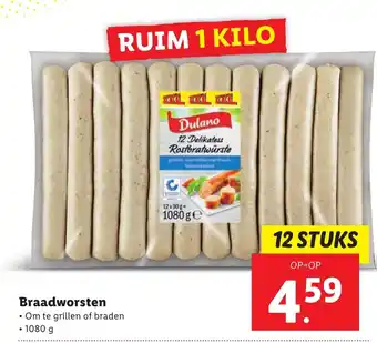 Lidl Braadworsten 1080g aanbieding