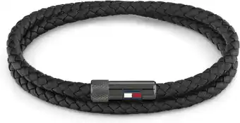 Amazon Tommy hilfiger sieraden heren leren armband zwart - 2790262s, eén maat, roestvrij staal aanbieding