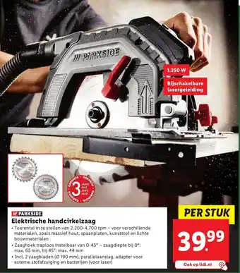 Lidl Elektrische handcirkelzaag aanbieding