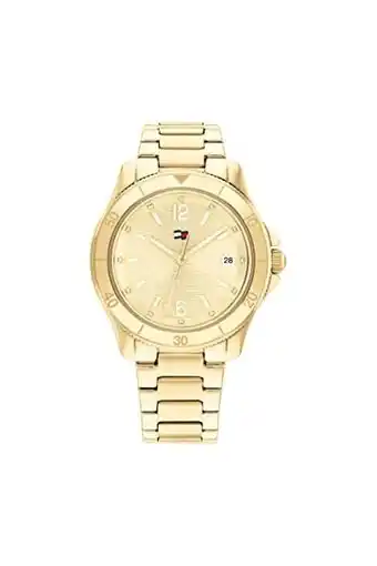 Amazon Tommy hilfiger analogue quartz watch voor dames met goudkleurige roestvrijstalen armband - 1782513 aanbieding