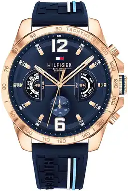 Amazon Tommy hilfiger 1791474 kwartshorloge met meerdere wijzerplaat, met siliconen armband aanbieding