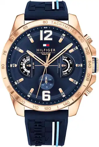 Amazon Tommy hilfiger 1791474 kwartshorloge met meerdere wijzerplaat, met siliconen armband aanbieding