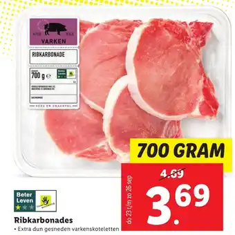 Lidl Ribkarbonades 700g aanbieding