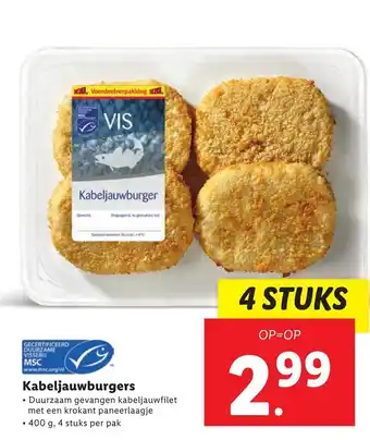 Lidl Kabeljauwburgers 400g aanbieding