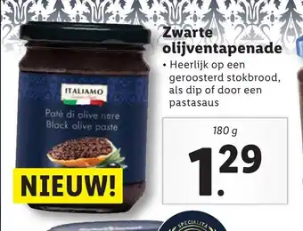 Lidl Zwarte olijventapenade 180g aanbieding