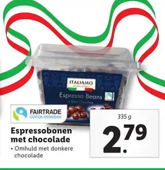 Lidl Espressobonen met chocolade 335g aanbieding