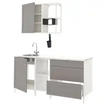 IKEA Enhet keuken, wit/grijs frame, 183x63.5x222 cm aanbieding