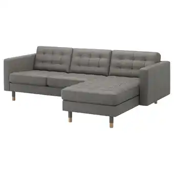 IKEA Landskrona 3-zitsbank, met chaise longue/grann/bomstad grijsgroen/hout aanbieding