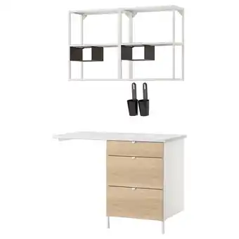 IKEA Enhet opbergcombinatie, wit/eikenpatroon, 121.5x63.5x222 cm aanbieding