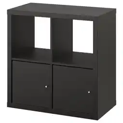 IKEA Kallax open kast, met 2 deuren/zwartbruin, 77x77 cm aanbieding