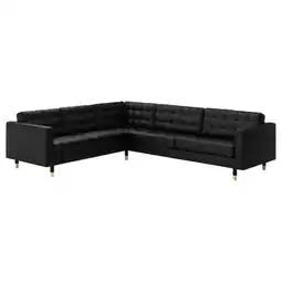 IKEA Landskrona hoekbank, 5-zits, grann/bomstad zwart/hout aanbieding