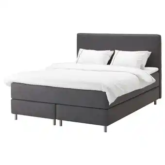 IKEA Dunvik boxspring, valevåg middelhard/tustna donkergrijs, 180x200 cm aanbieding