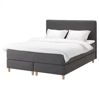 IKEA Dunvik boxspring, valevåg stevig/tuddal donkergrijs, 180x200 cm aanbieding