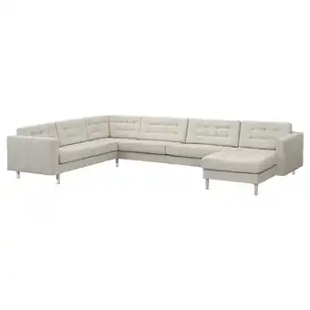 IKEA Landskrona hoekbank, 6-zits, met chaise longue gunnared/beige metaal aanbieding