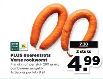 PLUS Boerentrots Verse rookworst aanbieding